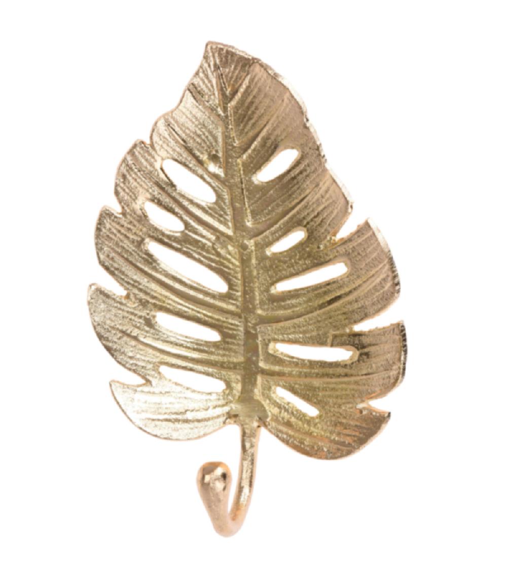 Wadiga Set De 3 Patères En Métal Doré Feuilles