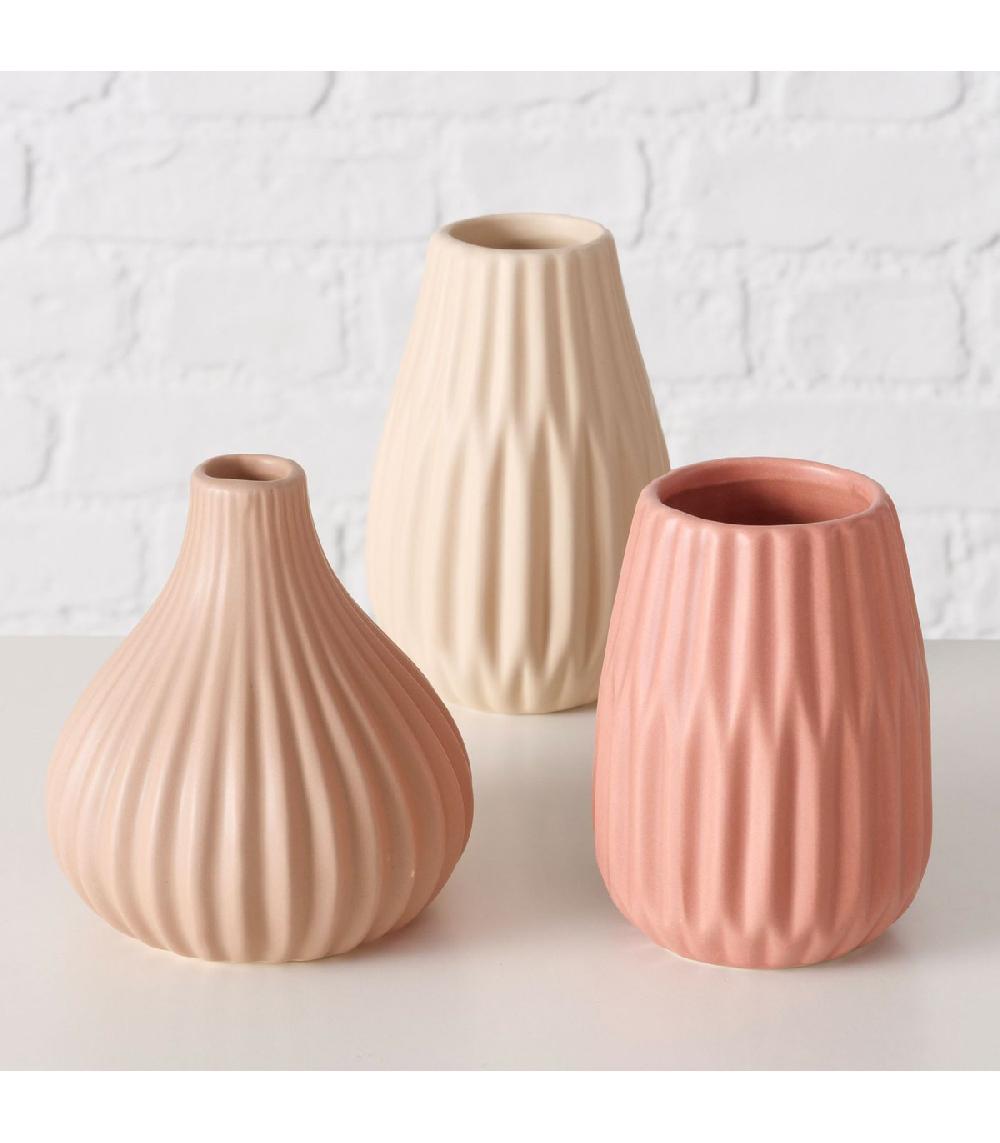 Wadiga Set De 3 Petits Vases Design Rose Pastel