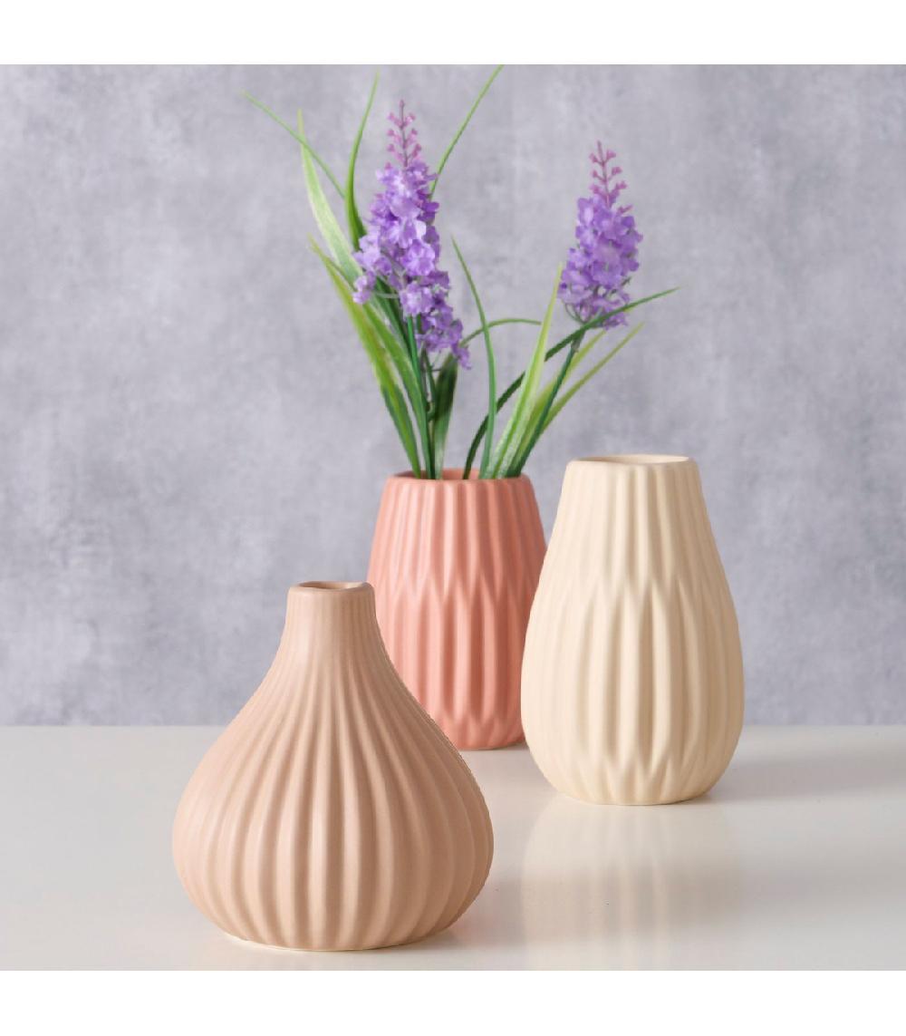 Wadiga Set De 3 Petits Vases Design Rose Pastel