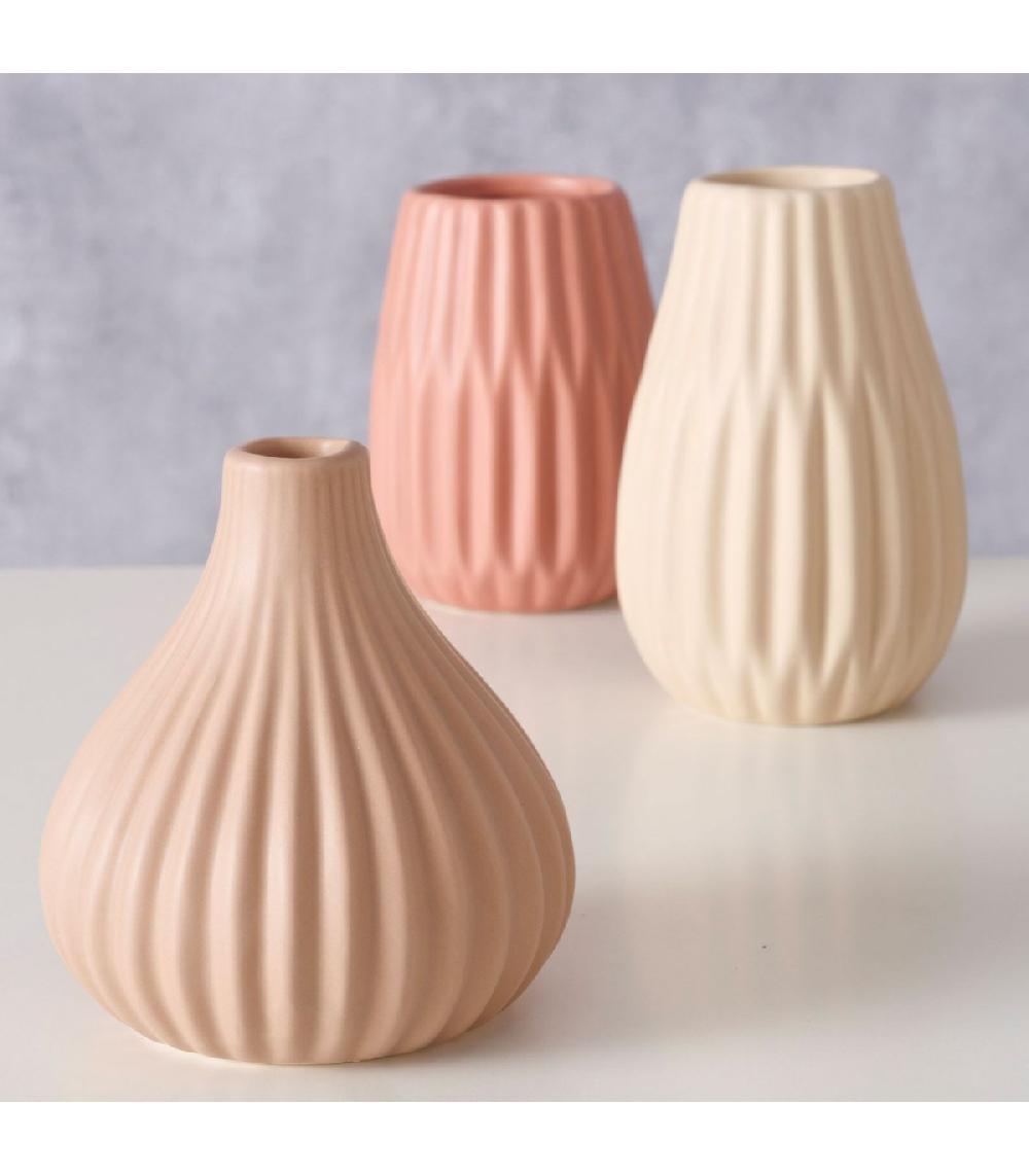 Wadiga Set De 3 Petits Vases Design Rose Pastel