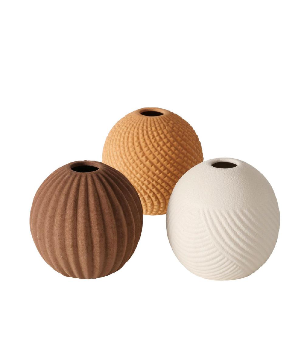 wadiga Set de 3 petits vases en céramique ronds