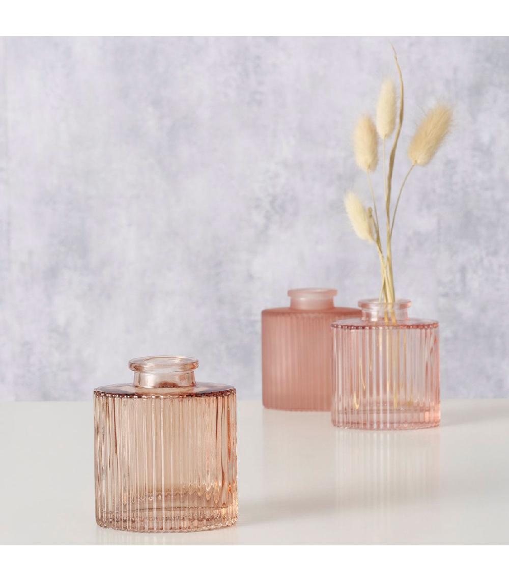 Wadiga Set De 3 Petits Vases En Verre Strié