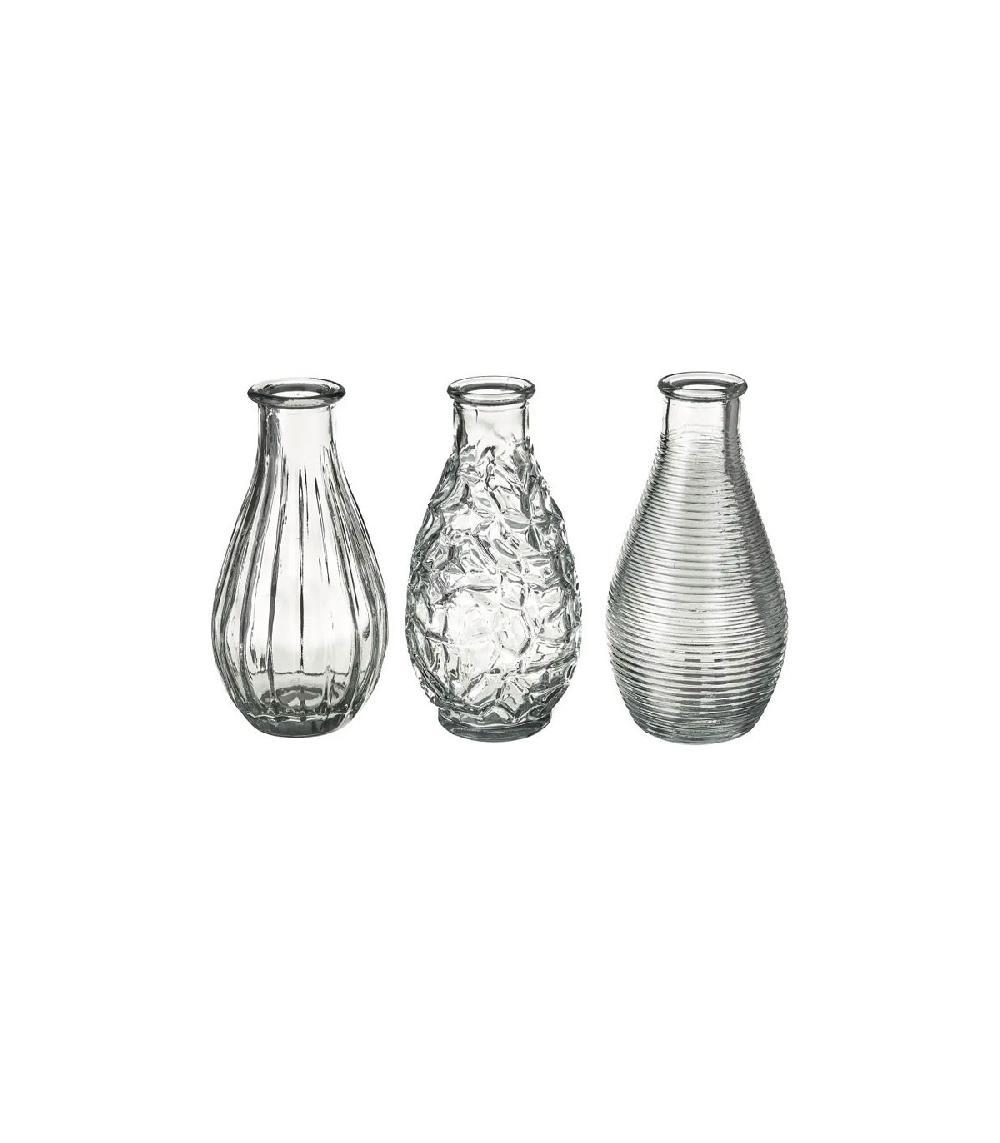 wadiga Set de 3 vases en verre - 6.8x6.8x14cm