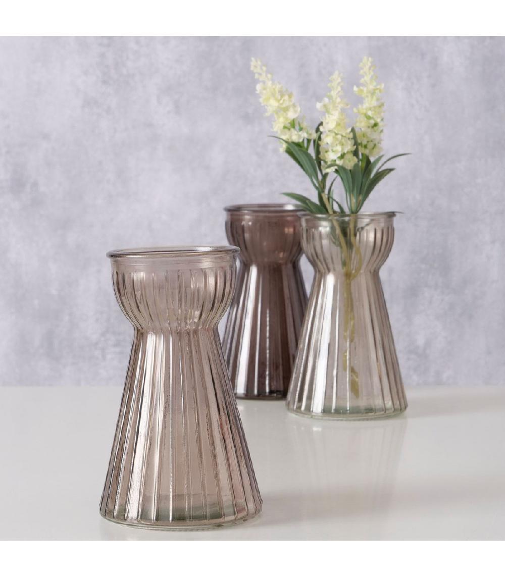 Wadiga Set De 3 Vases En Verre Marron 9x9x15cm
