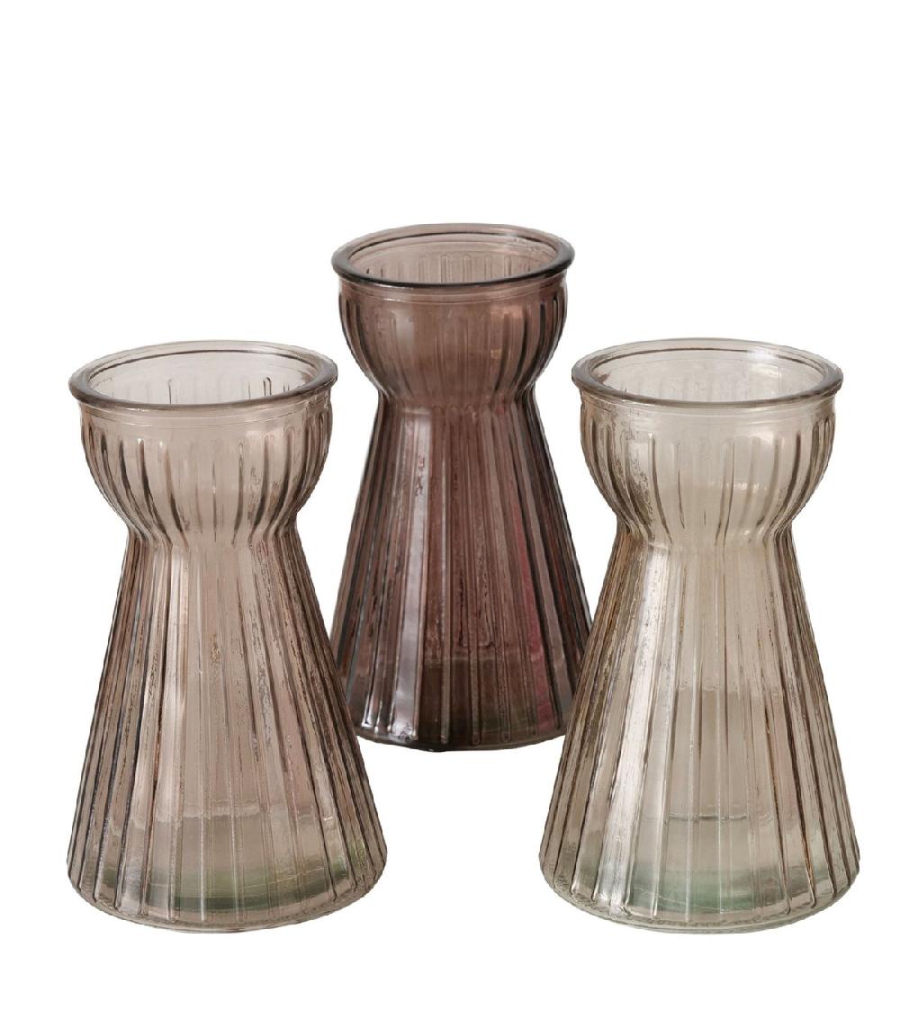 wadiga Set de 3 vases en verre marron 9x9x15cm