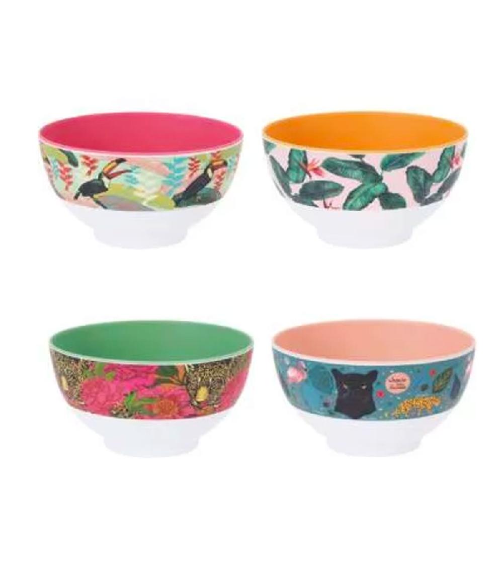 wadiga Set de 4 bols exotiques mélamine 600ml