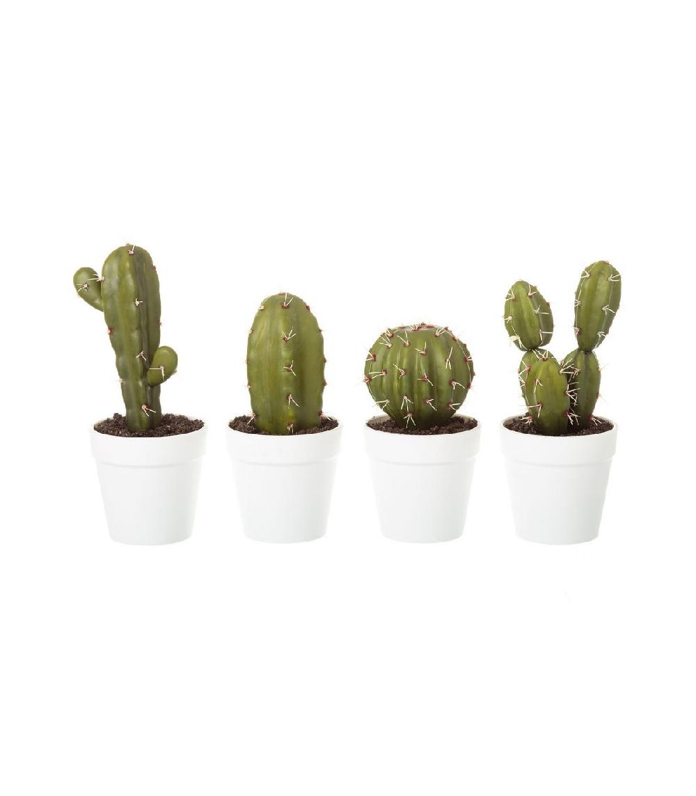 wadiga Set de 4 cactus artificiels vert - 9x9x18xm