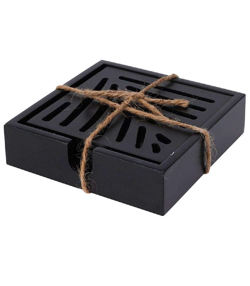 wadiga Set de 4 dessous de verres en bois noir