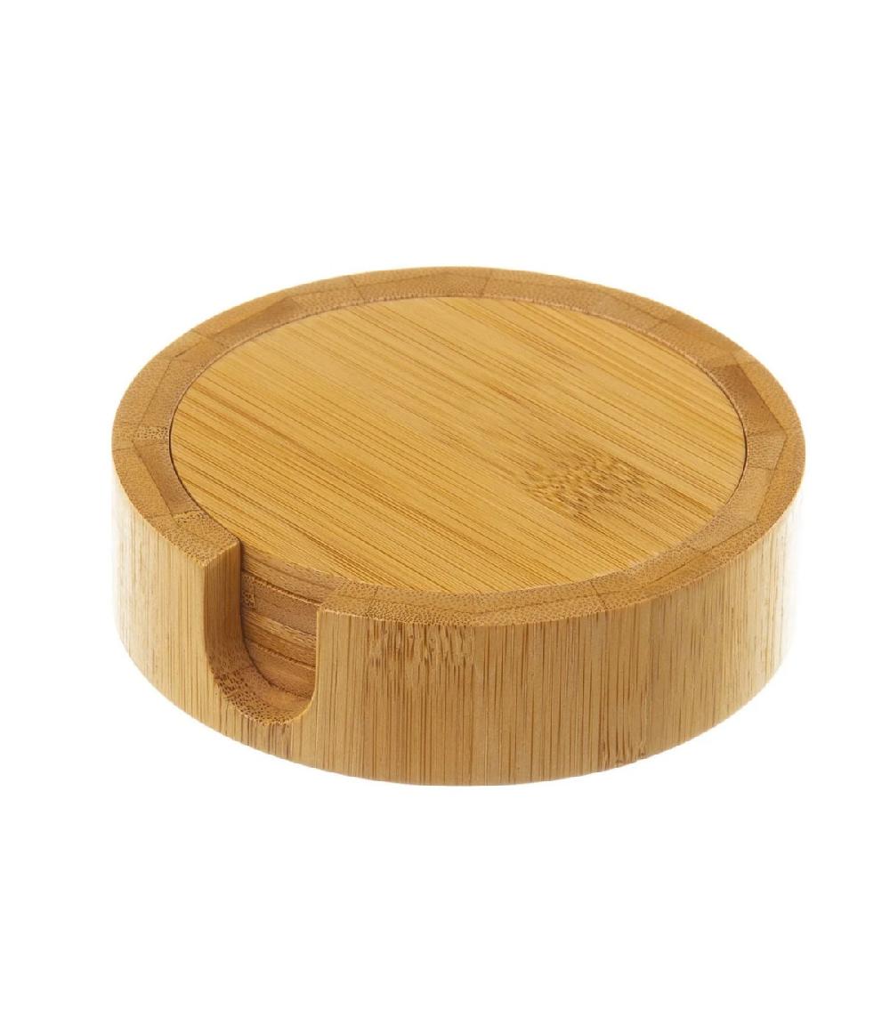 Wadiga Set De 4 Dessous De Verres Ronds En Bambou
