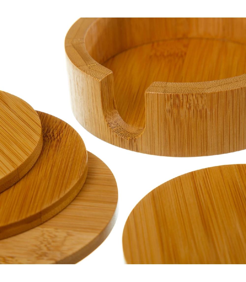 Wadiga Set De 4 Dessous De Verres Ronds En Bambou