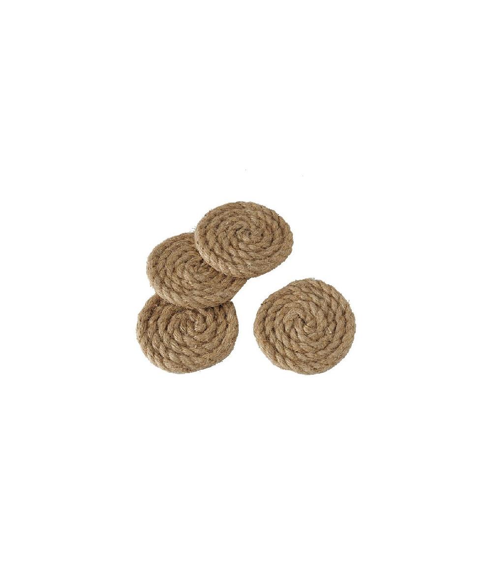 wadiga Set de 4 Dessous de Verres Ronds en Corde