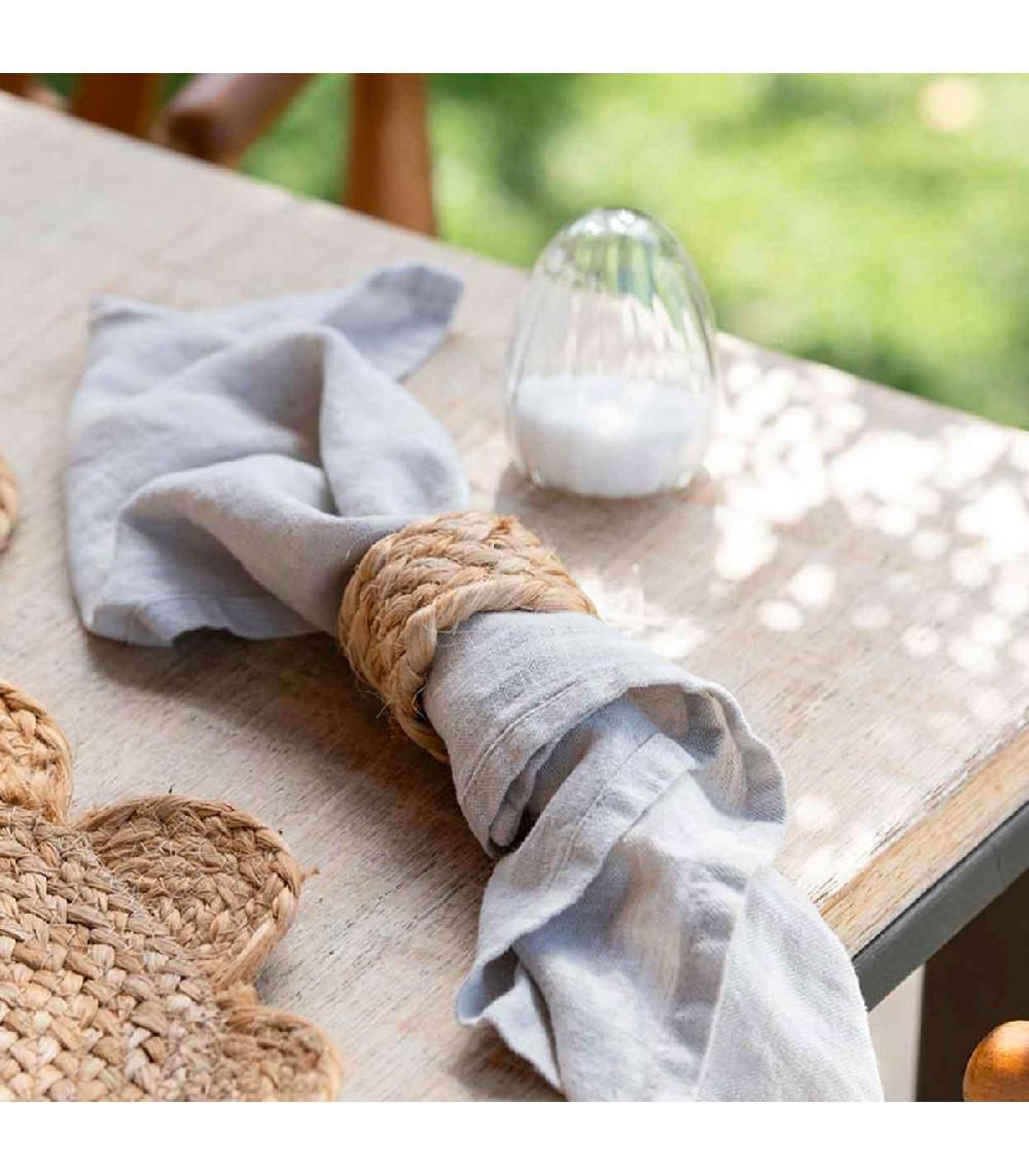 Wadiga Set De 4 Ronds De Serviette En Jute Tressée