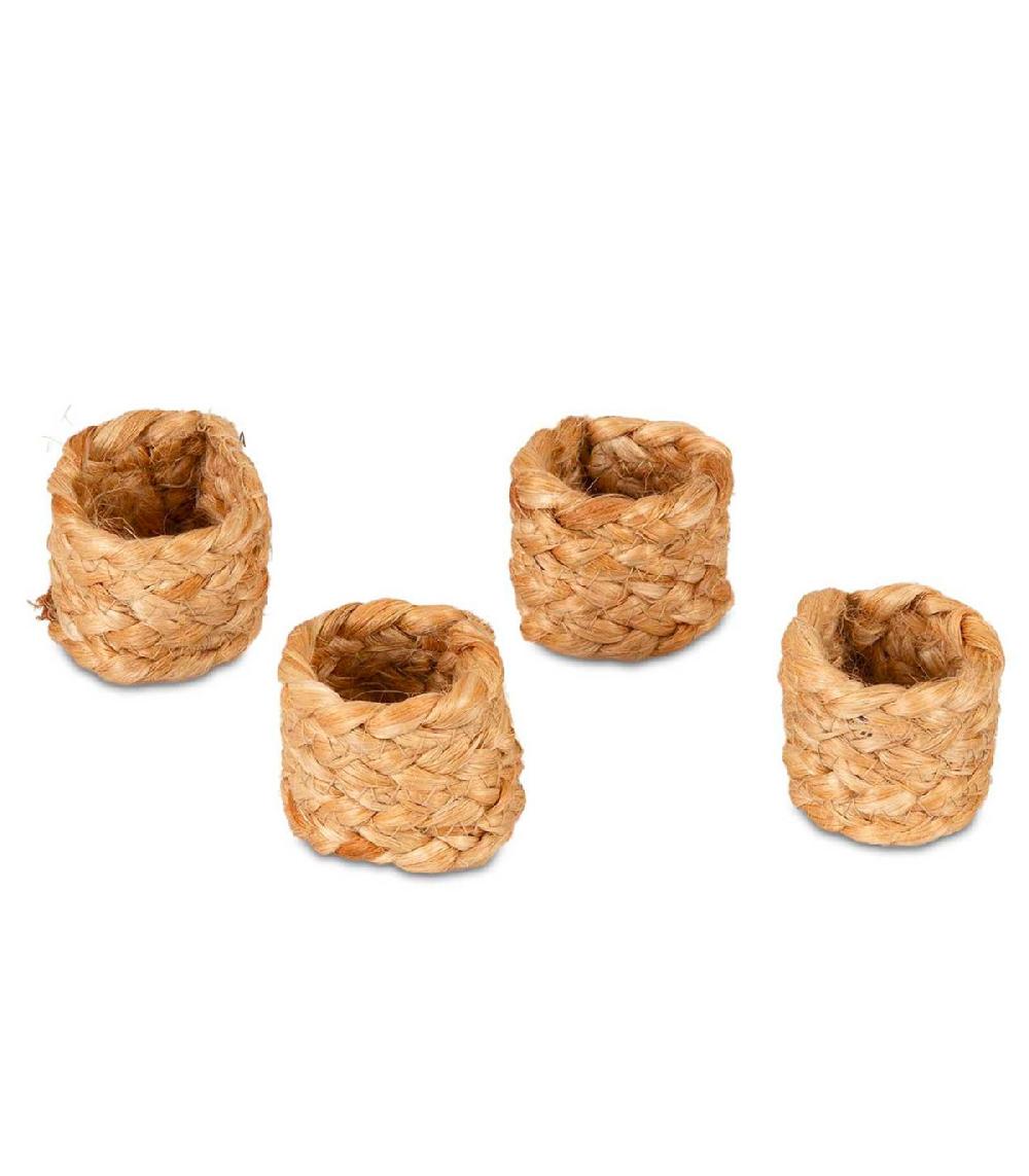 wadiga Set de 4 ronds de serviette en jute tressée