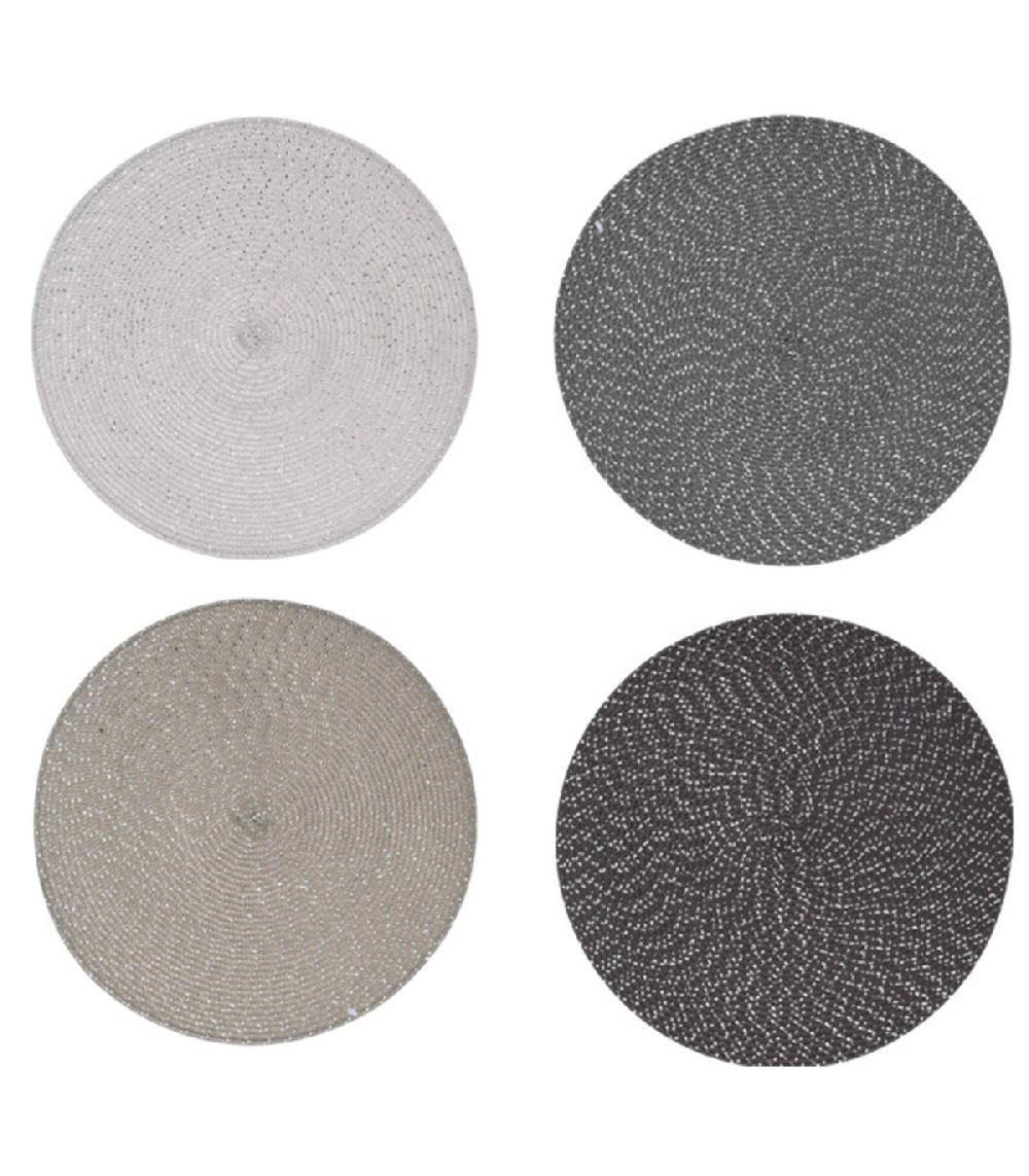 wadiga Set de 4 sets de table ronds gris - 38cm