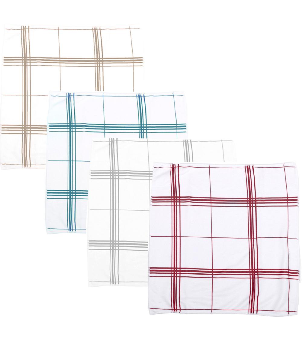 wadiga Set de 4 torchons microfibres rayés 40x40cm