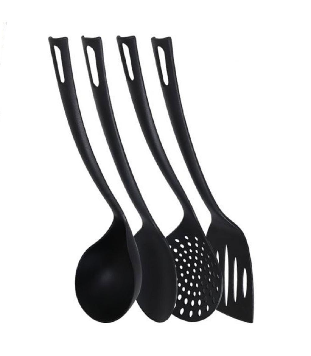 wadiga Set de 4 ustensiles de cuisine Noir