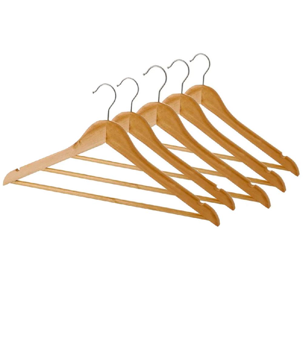 wadiga Set de 5 cintres classiques en bois