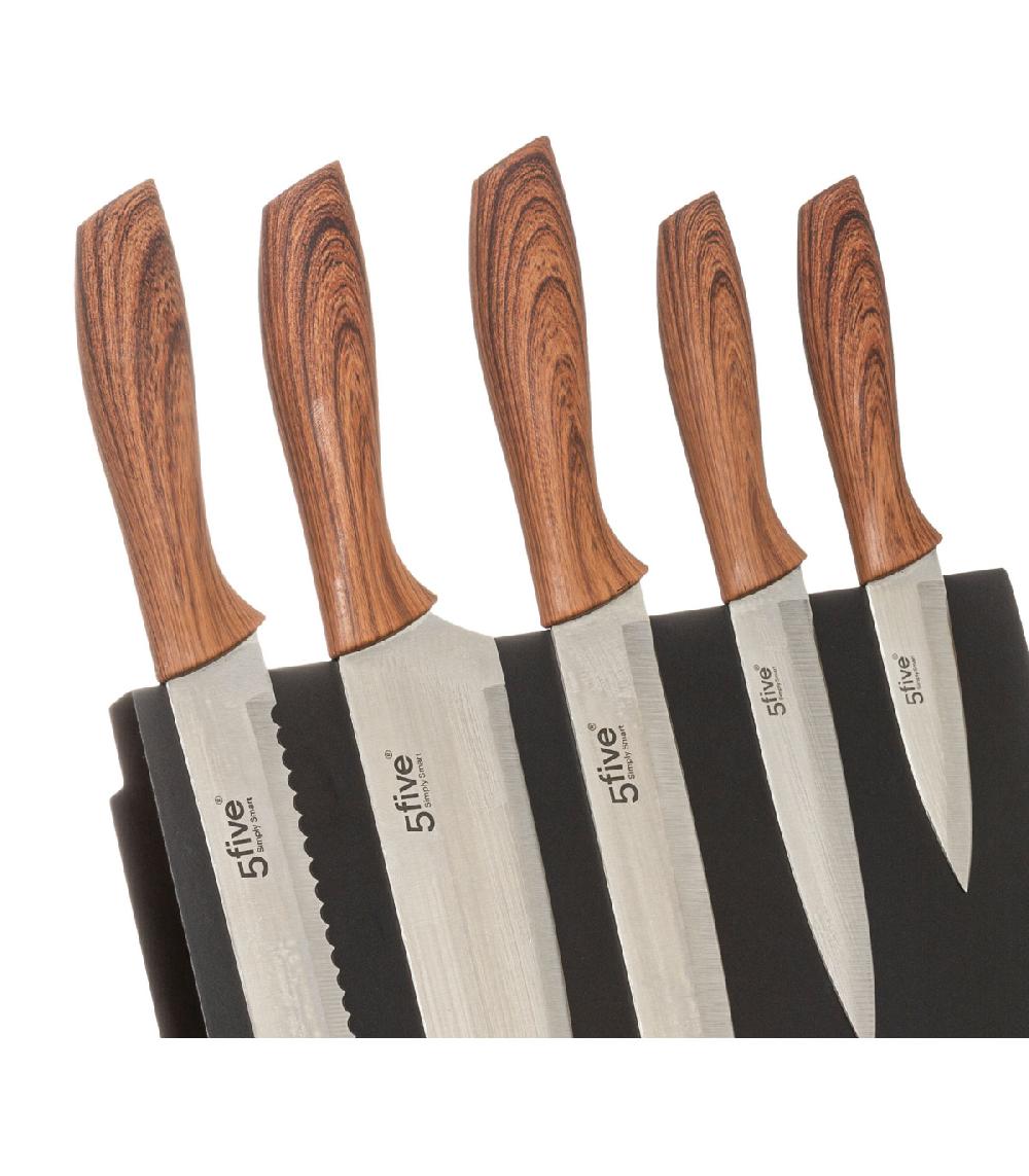 Wadiga Set De 5 Couteaux De Cuisine + Bloc Aimanté