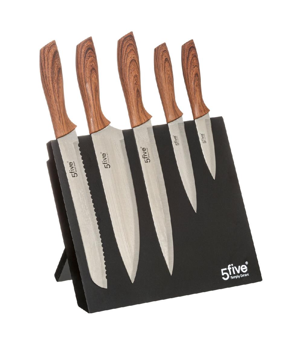 wadiga Set de 5 couteaux de cuisine + bloc aimanté