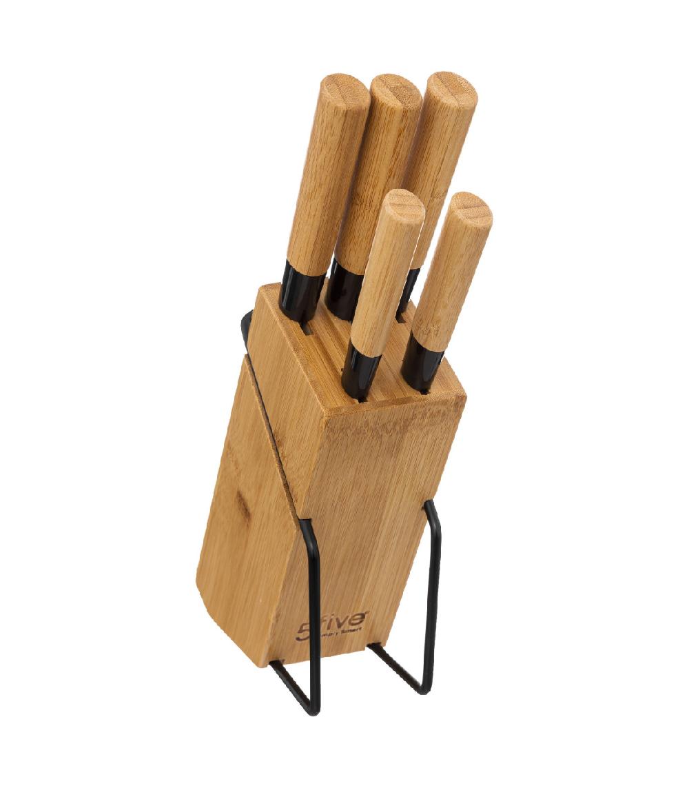 wadiga Set de 5 couteaux de cuisine + bloc bambou
