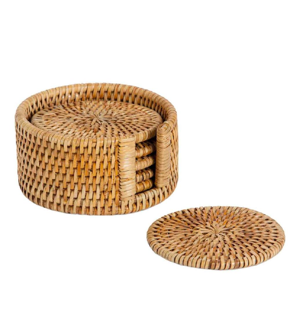 wadiga Set de 6 dessous de verre en rotin tressé