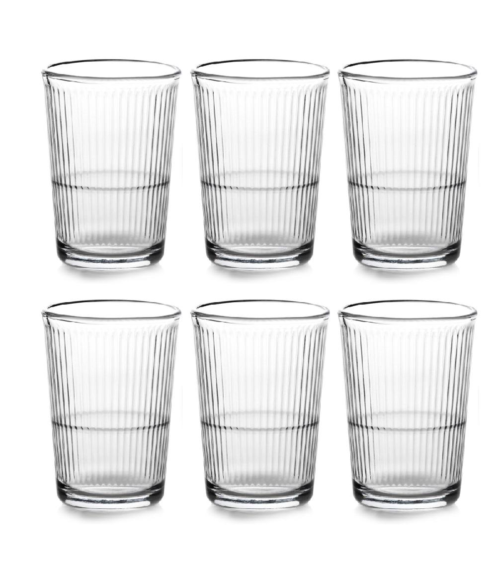 wadiga Set de 6 verres à eau en verre strié 21cl