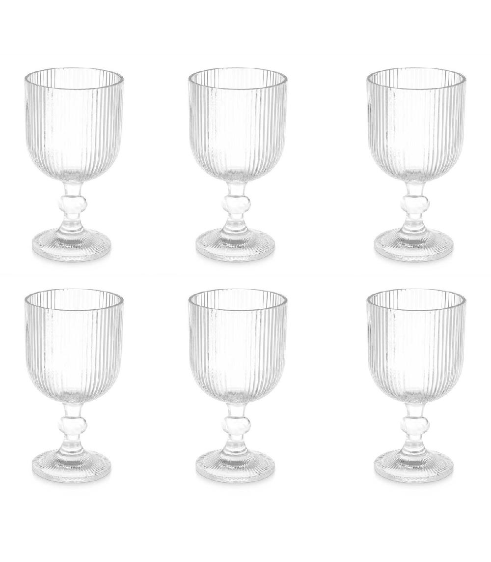 wadiga Set de 6 verres à eau en verre strié 37cl
