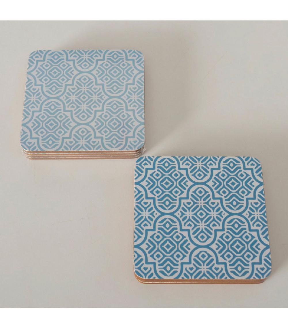 Wadiga Set De 8 Dessous De Verres En Bois Bleu