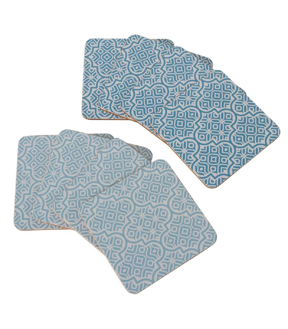 wadiga Set de 8 dessous de verres en bois bleu