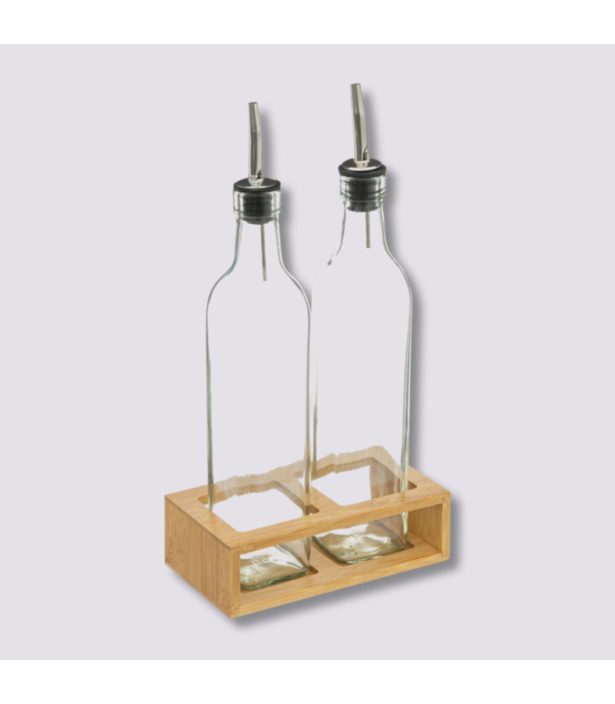 Wadiga Set Huile Et Vinaigre En Bambou Et Verre