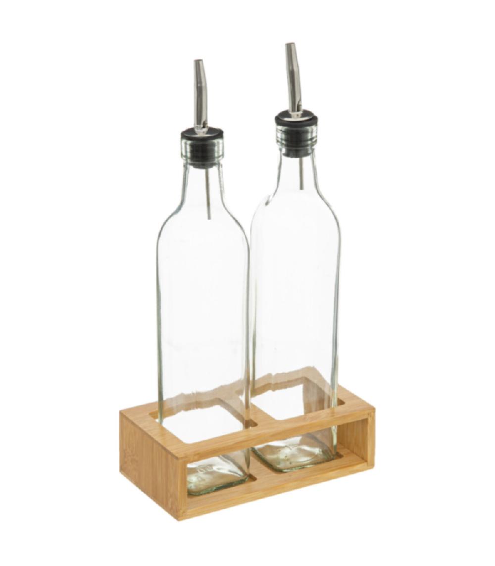 wadiga Set huile et vinaigre en bambou et verre