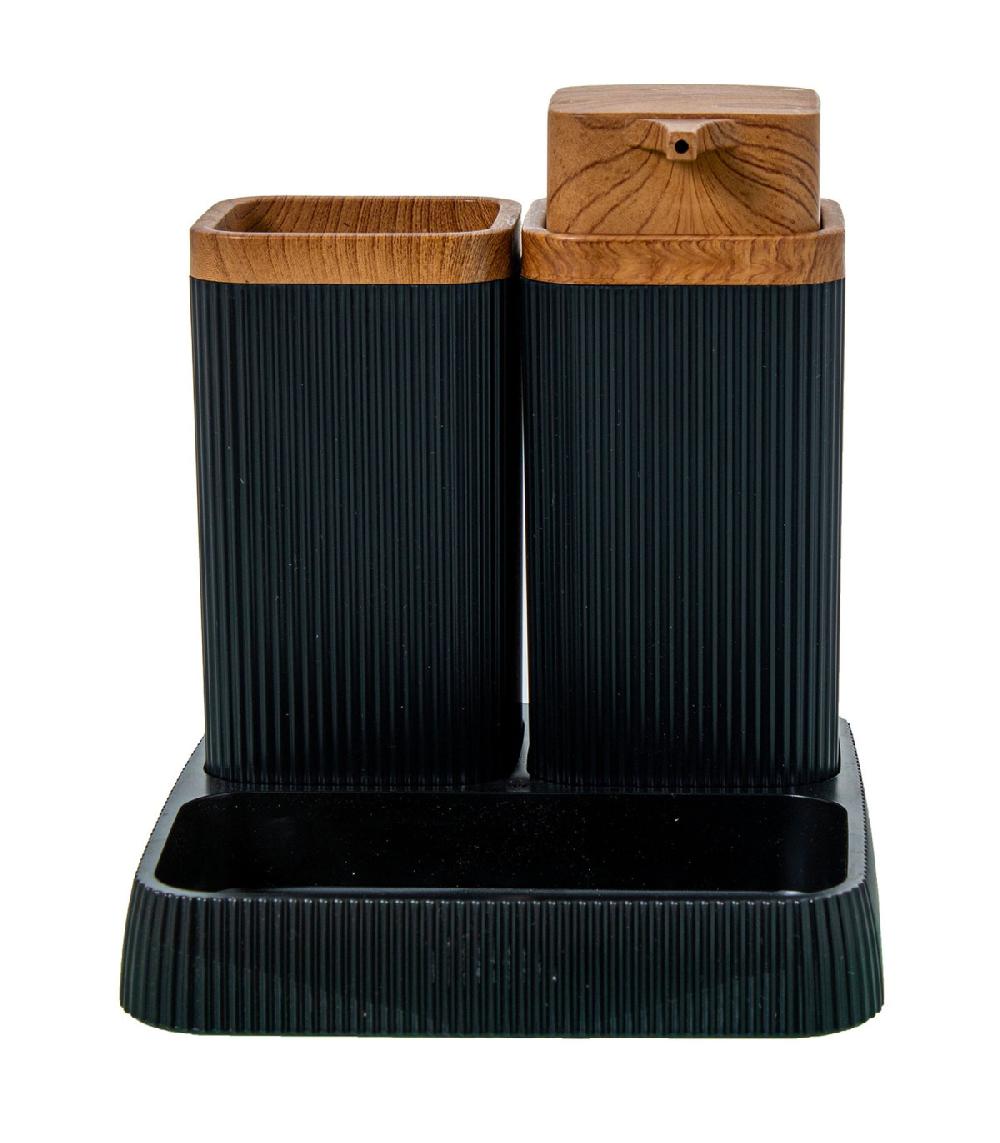 Wadiga Set Salle De Bain Acrylique Noir 15x16x15cm