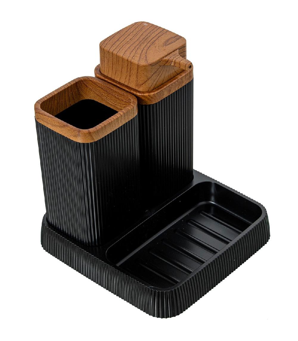 Wadiga Set Salle De Bain Acrylique Noir 15x16x15cm