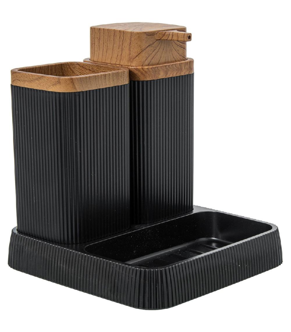 wadiga Set salle de bain acrylique noir 15x16x15cm