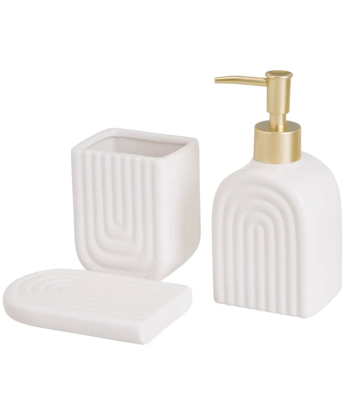 wadiga Set salle de bain céramique blanc et doré