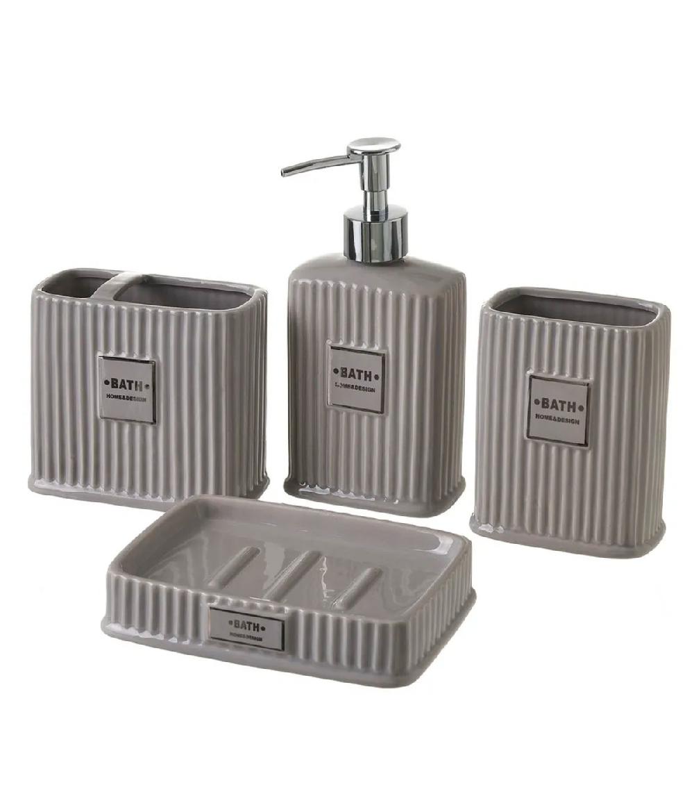 wadiga Set salle de bain céramique gris