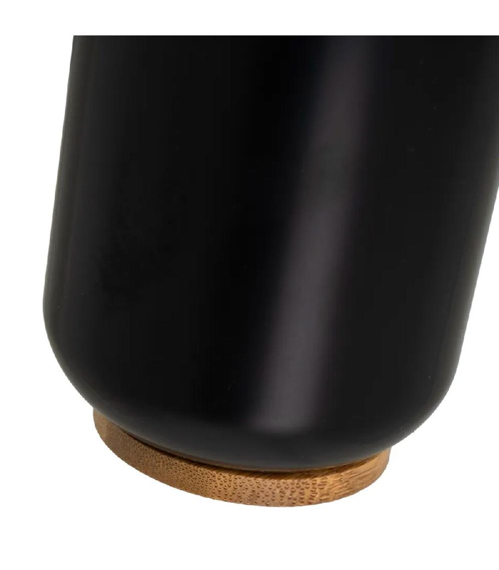 Wadiga Set Salle De Bain Noir Et Bambou - 4 Pièces