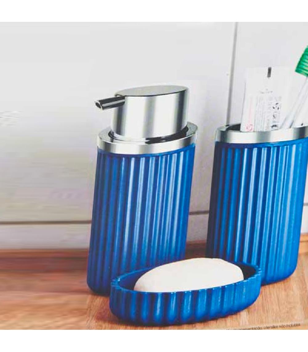 Wadiga Set Salle De Bain Plastique Bleu - 3 Pièces