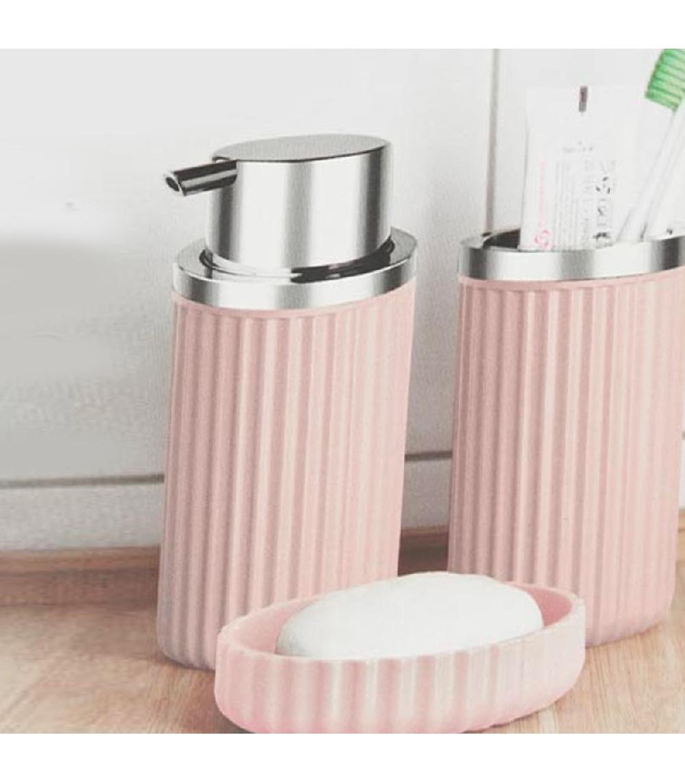 Wadiga Set Salle De Bain Plastique Rose- 3 Pièces
