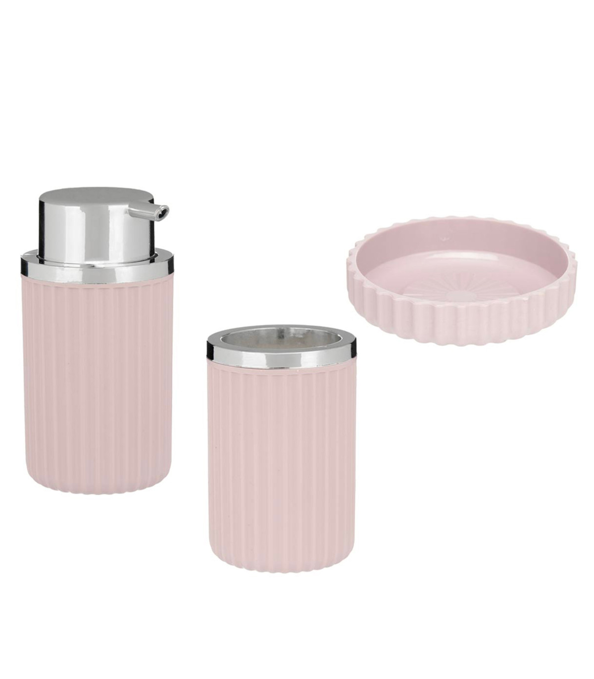 wadiga Set salle de bain plastique rose- 3 pièces