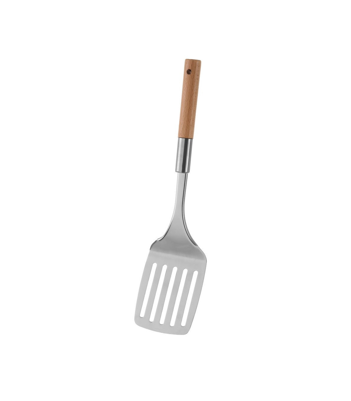wadiga Spatule en acier inoxydable et bois hêtre