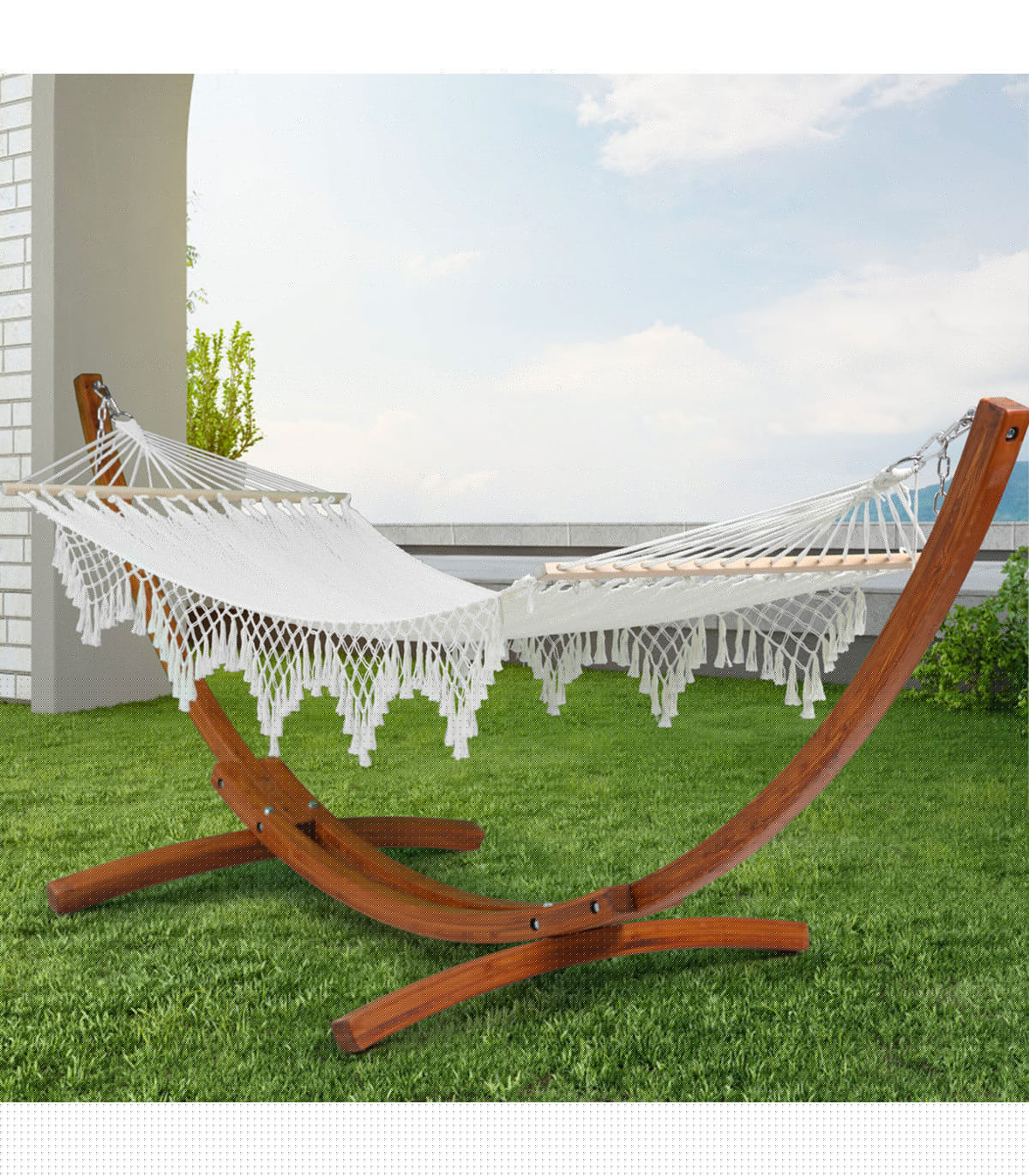 Wadiga Support Hamac En Bois 326x120x120cm
