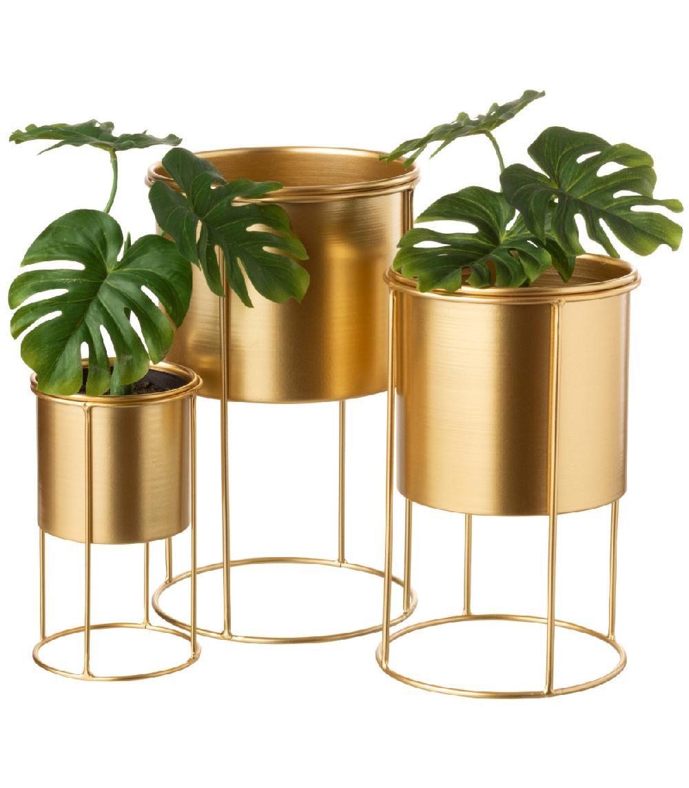 Wadiga Support Pot Plante En Métal Doré - 18x18x32cm