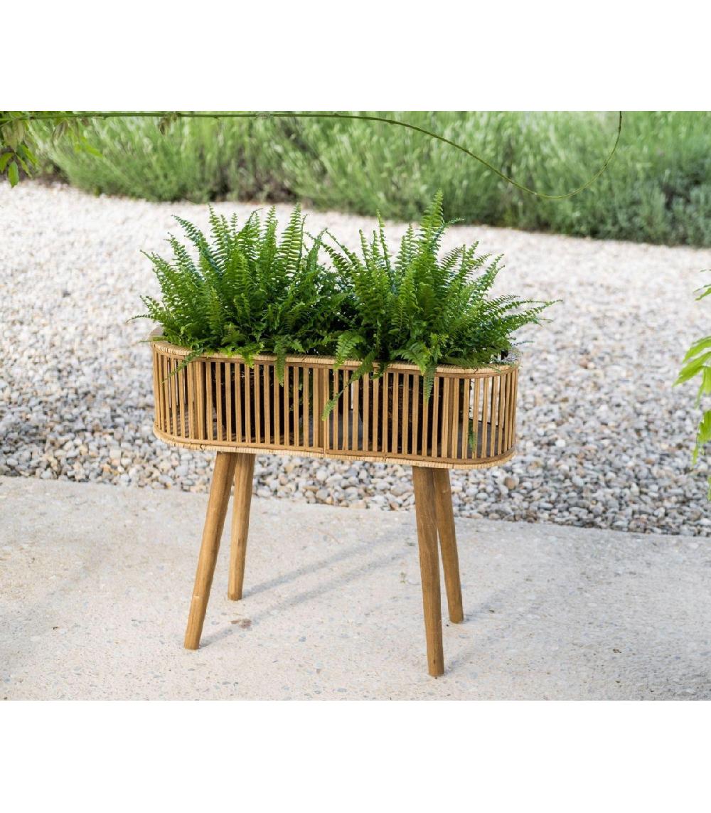 Wadiga Support Pot Plante En Rotin Et Bambou