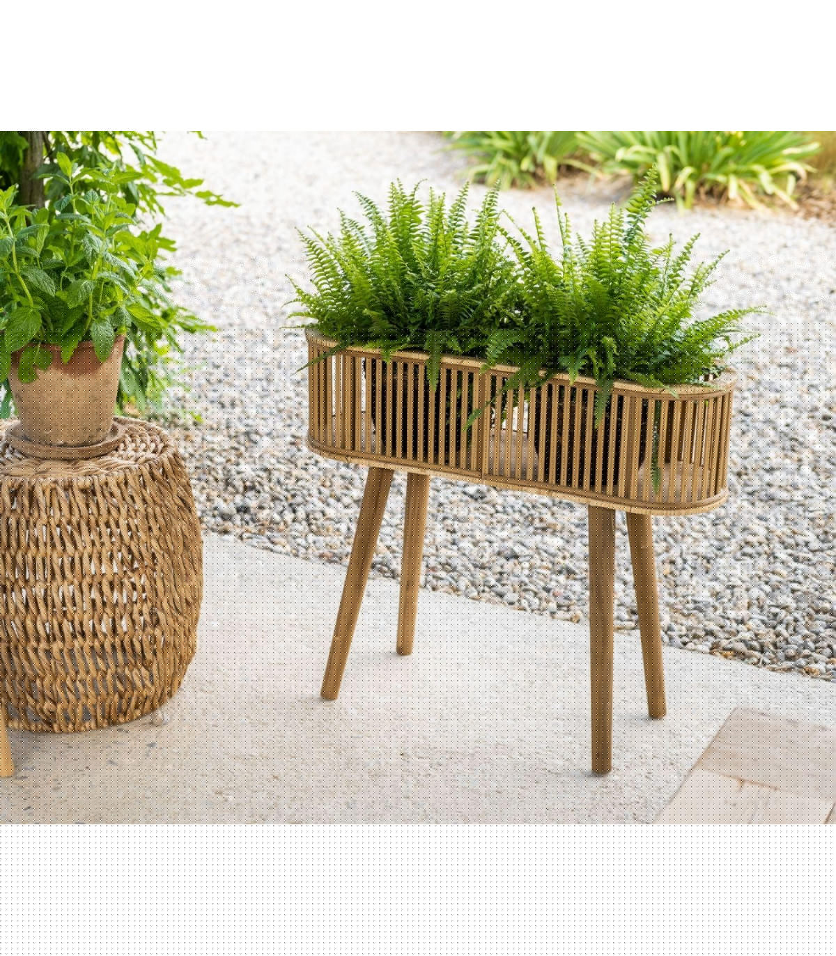 Wadiga Support Pot Plante En Rotin Et Bambou