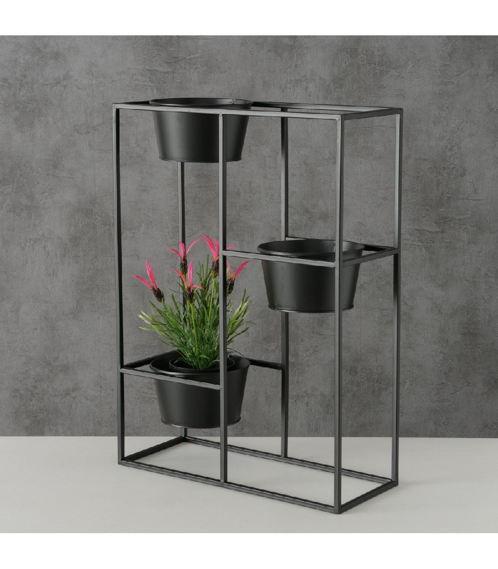 Wadiga Support Pots Plantes Étagé En Métal Noir