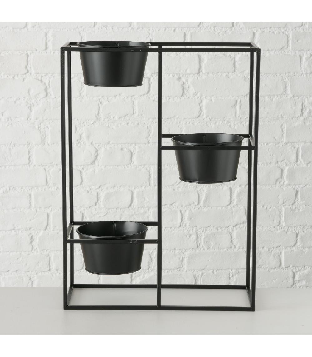 Wadiga Support Pots Plantes Étagé En Métal Noir