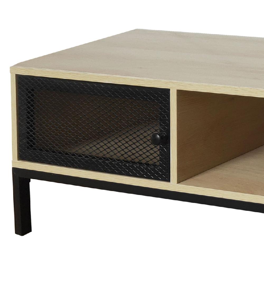 Wadiga Table Basse Bois Et Métal Noir 110x50x36cm