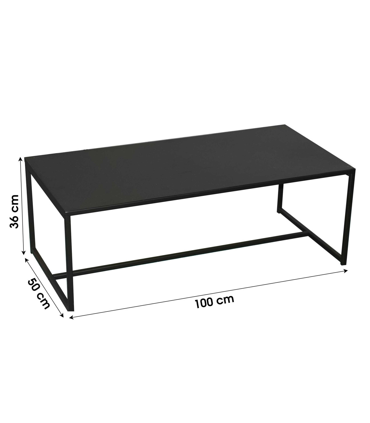 Wadiga Table Basse En Métal Noir - 100x50x36CM