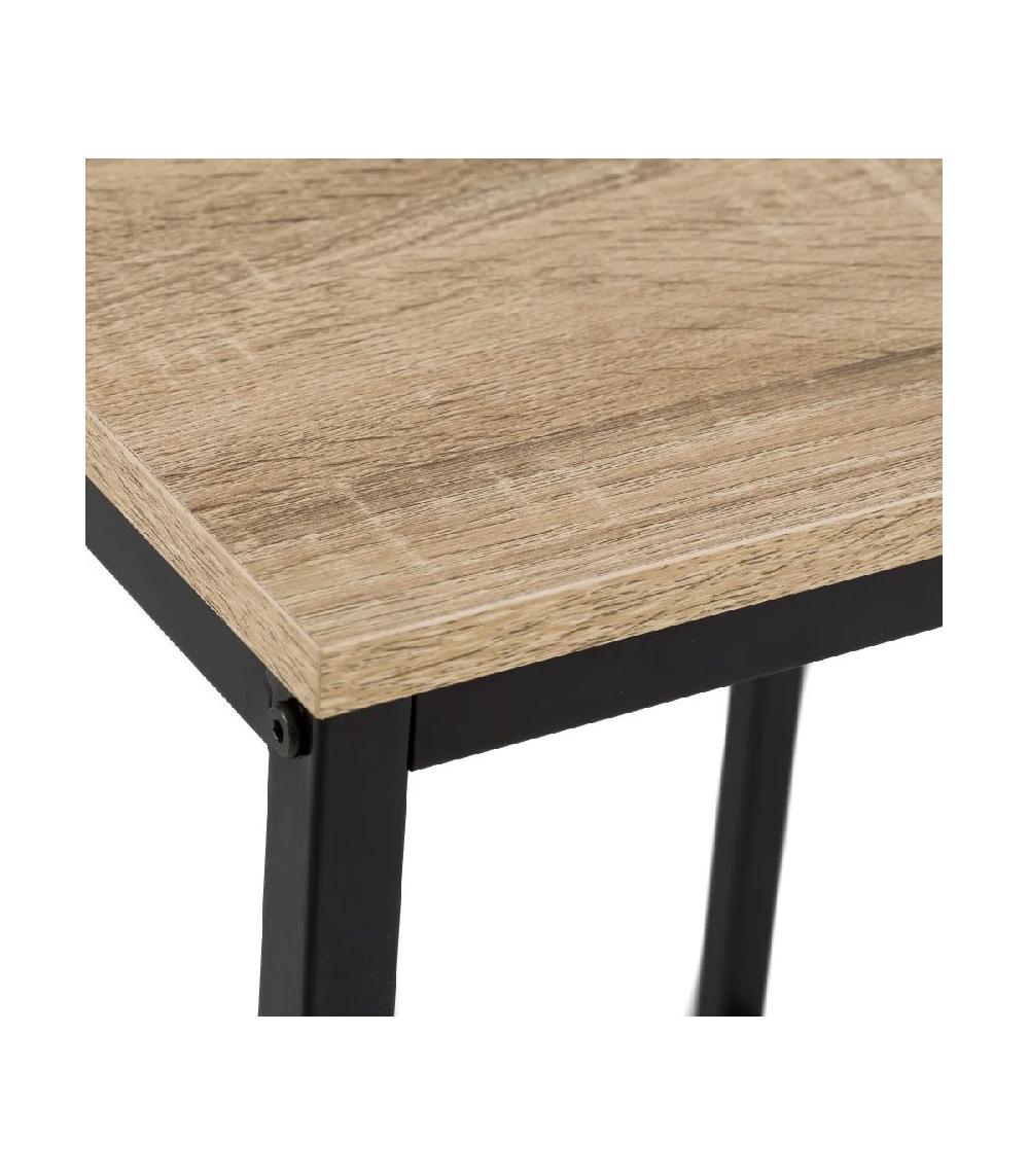 Wadiga Table D'Appoint Carrée En Bois Et Métal